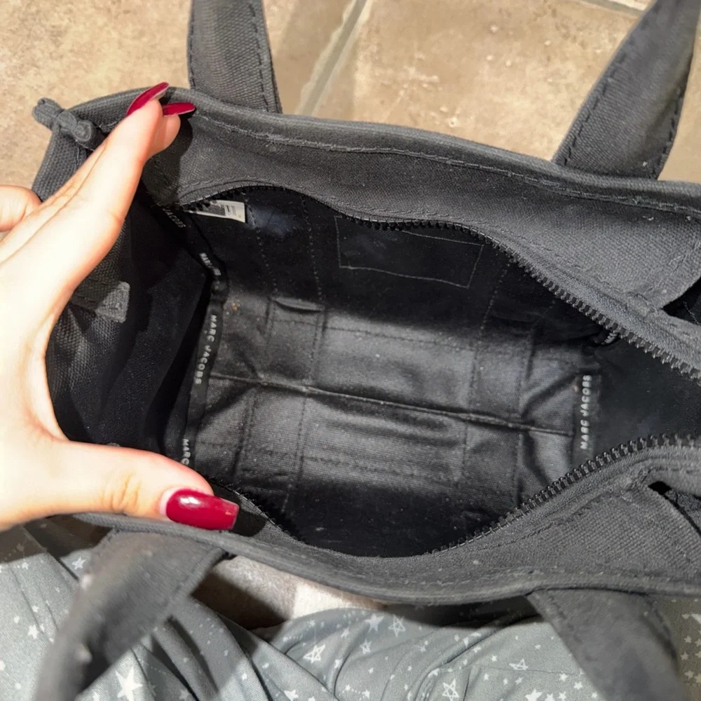 Marc Jacobs Black Canvas Mini Tote with White Logo - Picture 3 of 4